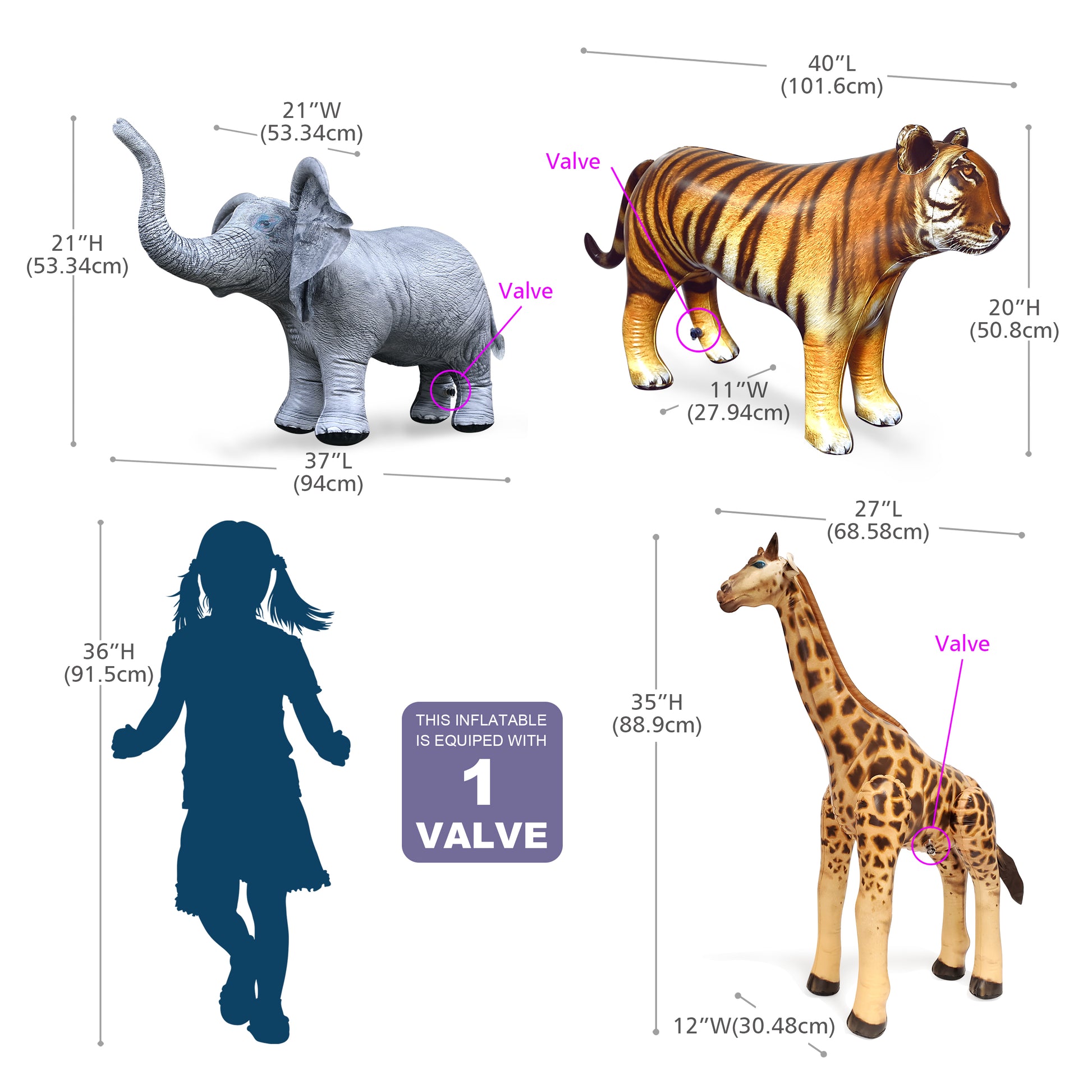 JC-GET3 - Giraffe, Elephant, Tiger - Measurement
