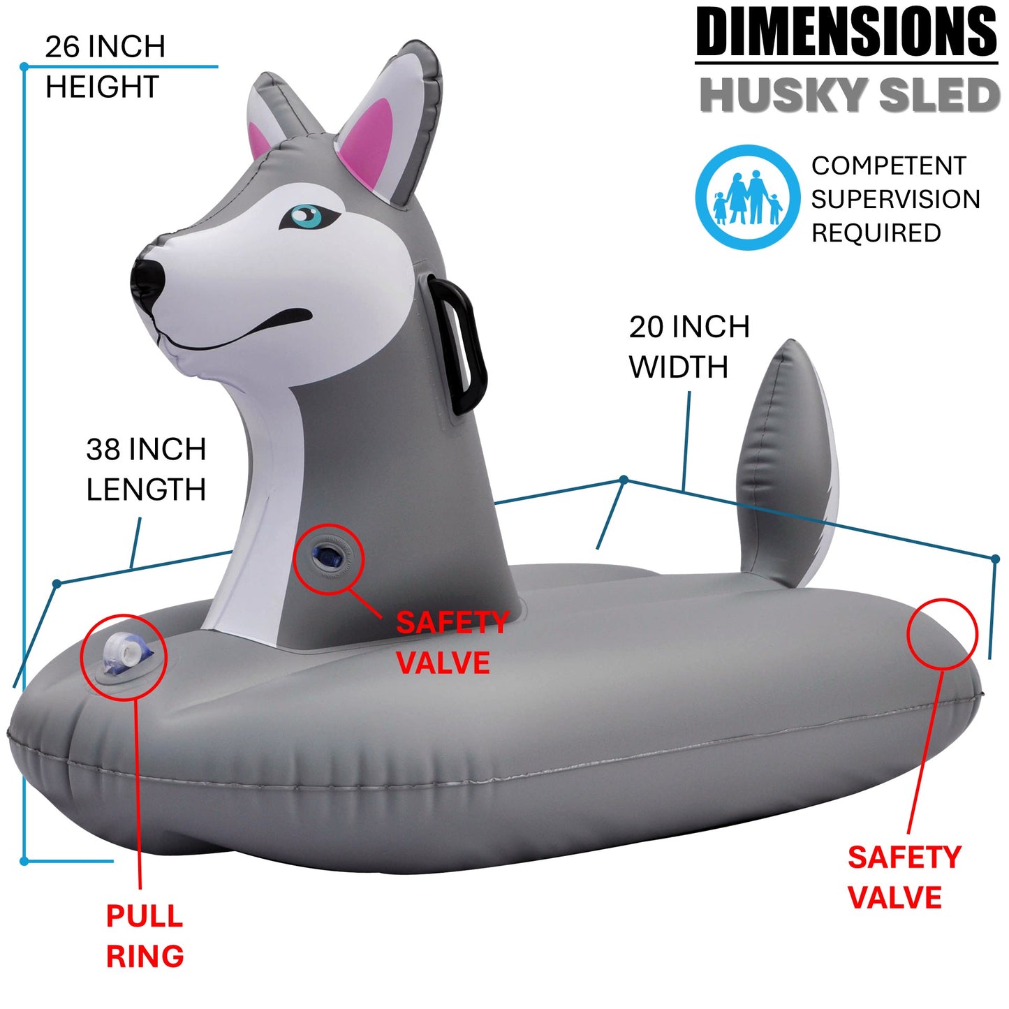 ⛄Aurora Husky Snow Sled/Tube, 38 INCH LONG [FUN-HUSKY38W]⛄